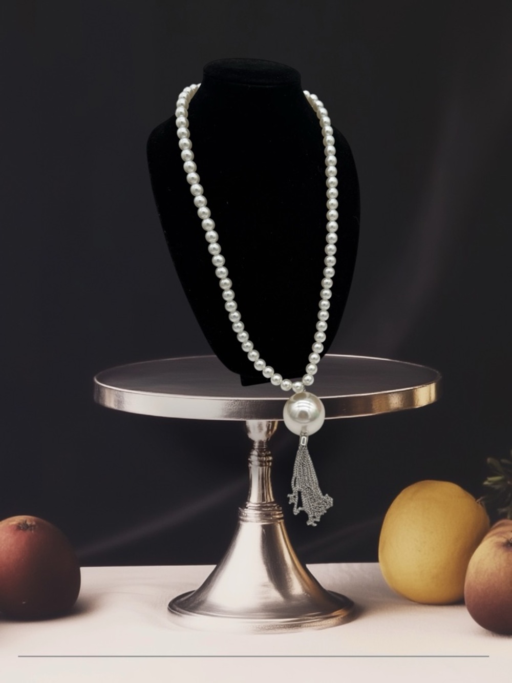 Classic White Faux Pearl Tassel Necklace - Picture 1 of 7